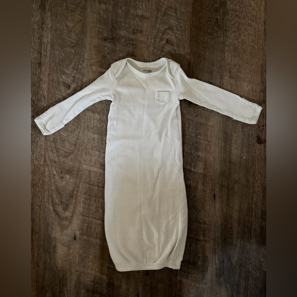 Carter's white and green striped sleep gown